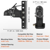 Adjustable Trailer Coupler and 5-Position Channel Bracket Kit, 2-5/16