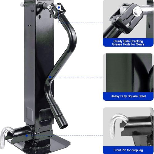 Heavy Duty Weld Square Tube Trailer Jack - 12.5" Lift 13.5" Drop Leg Travel Capacity 12000 LBS (12000lbs Side Pull pin)