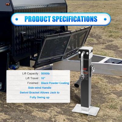 5000LBS Swivel Trailer Jack - Heavy Duty Swivel RV Boat Weld-On Pipe-Mount Swivel Trailer Jack, 10