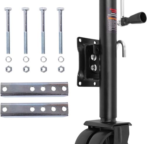 Trailer Jack with 6" Dual Wheels - Heavy Duty Swivel RV Boat Trailer Jack Included Bolt-on mounting Hardware, 12" Lift Capacity 2000 LBS