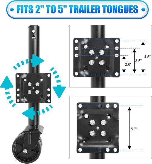 Trailer Jack with 6" Dual Wheels - Heavy Duty Swivel RV Boat Trailer Jack Included Bolt-on mounting Hardware, 12" Lift Capacity 2000 LBS