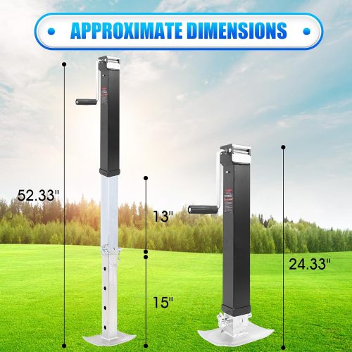 Weld Square Trailer Jack - Heavy Duty Swivel RV Boat Weld SquareTrailer Jack, 15"+13" Drop Leg Jack Capacity 7000 LBS