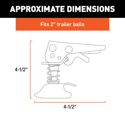 Coupler Replacement Latch for 2-Inch Trailer Hitch Ball, CLEAR ZINC