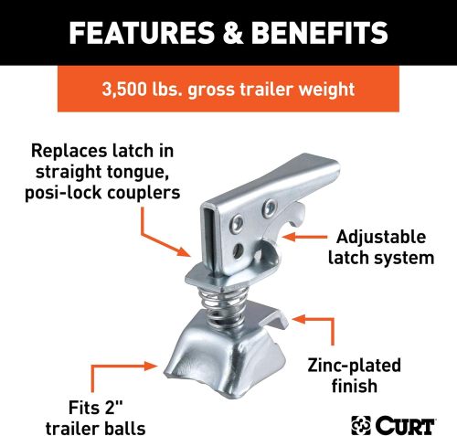 Coupler Replacement Latch for 2-Inch Trailer Hitch Ball, CLEAR ZINC