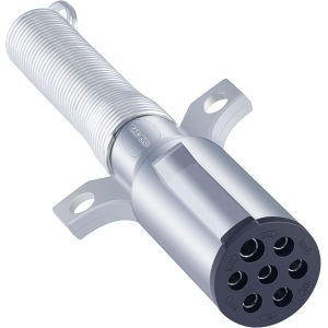 7 Way Replacement Plug, 7-Pin Trailer Connector, Heavy Duty Die Cast Plug Assembly - with Spring Guard, 7 Way Plug Adapter for Semi Truck Tractor Trailer