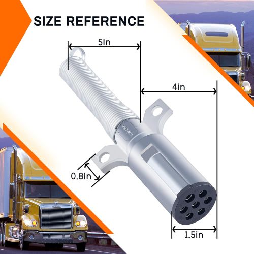 7 Way Replacement Plug, 7-Pin Trailer Connector, Heavy Duty Die Cast Plug Assembly - with Spring Guard, 7 Way Plug Adapter for Semi Truck Tractor Trailer