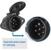 7-Pin Round Vehicle-Side Female-End Socket Replacement SAE J560 Style, Durable Glass-Filled Nylon Housing 7-Way Round Electrical Connector, Semi Truck Trailer Wiring Harness Car End - Black