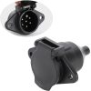 7-Pin Round Vehicle-Side Female-End Socket Replacement SAE J560 Style, Durable Glass-Filled Nylon Housing 7-Way Round Electrical Connector, Semi Truck Trailer Wiring Harness Car End - Black