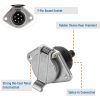 7-Pin Round Vehicle-Side Female-End Socket Replacement SAE J560 Style, Die-Cast Zinc Housing 7-Way Round Electrical Connector, Semi Truck Trailer Wiring Harness Car End - Sliver