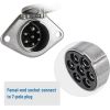 7-Pin Round Vehicle-Side Female-End Socket Replacement SAE J560 Style, Die-Cast Zinc Housing 7-Way Round Electrical Connector, Semi Truck Trailer Wiring Harness Car End - Sliver