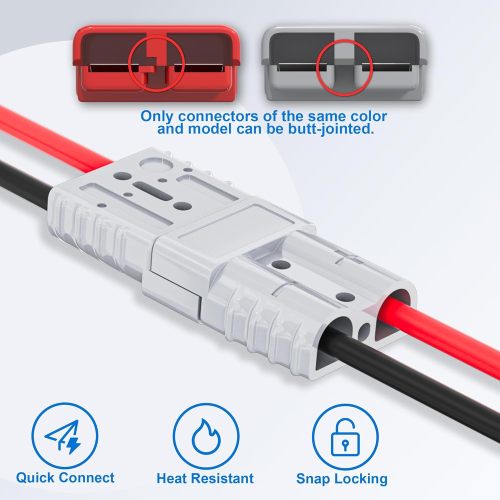 50 Amp Battery Quick Connect/Disconnect Connector 6 to 12 Gauge Battery Cable Connector Quick Disconnect Battery Terminal, 12V Wire Harness Plug Connector Kit for Car Winch Trailer - 2 Pack