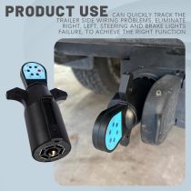 Trailer Light Tester, 7 Pin Flat Trailer Connector, 7 Way Trailer Plug Testerfor Diagnosing and Fixing Trailer Socket Circuit Problems for Turn Signal Tail Lights Trouble Shooter (Size B)