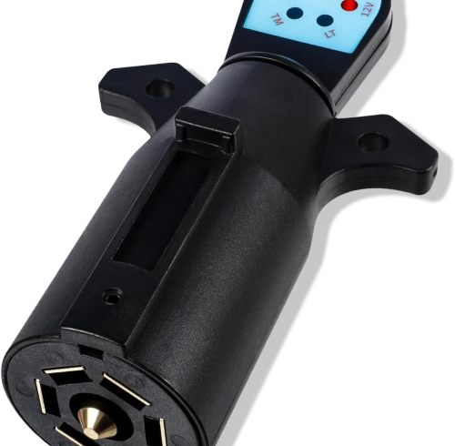 Trailer Light Tester, 7 Pin Flat Trailer Connector, 7 Way Trailer Plug Testerfor Diagnosing and Fixing Trailer Socket Circuit Problems for Turn Signal Tail Lights Trouble Shooter (Size B)