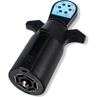 Trailer Light Tester, 7 Pin Flat Trailer Connector, 7 Way Trailer Plug Testerfor Diagnosing and Fixing Trailer Socket Circuit Problems for Turn Signal Tail Lights Trouble Shooter (Size B)
