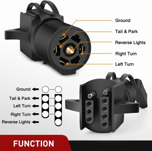 7 Way Blade Trailer Connector Tester with Red LEDs Indicators Heavy Duty 7 Pin Trailer Light Wire Circuit Tester Trailer Hitch Wiring Tester