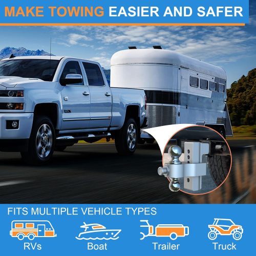 Trailer Hitch, Drop Hitch Fits 2 Inch Receiver, Height Aluminum Tow Hitches with Dual Ball (2" x 2-5/16") GTW 12,500 LBS, Heavy Duty Towing Hitch Ball Mount