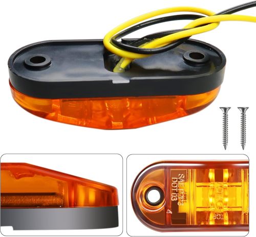 LED Trailer Lights Kit Front Rear Side Marker Clearance Indicators Light Lamp, 10Pack Amber + 10Pack Red DC12-24V 2.5" Waterproof Universal for RV Camper Truck Van Caravan Boat