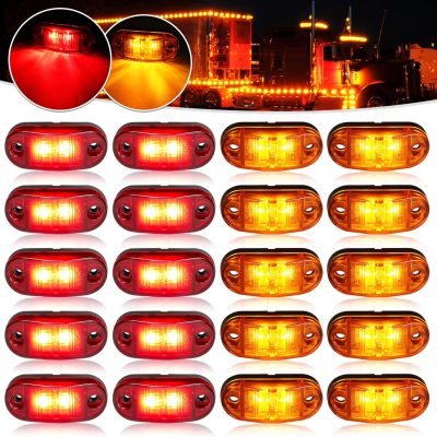 LED Trailer Lights Kit Front Rear Side Marker Clearance Indicators Light Lamp, 10Pack Amber + 10Pack Red DC12-24V 2.5