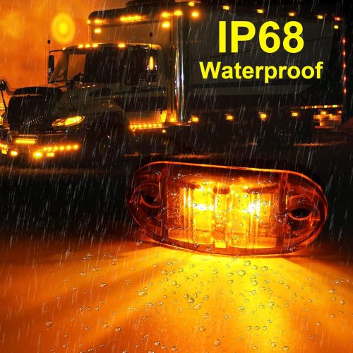 LED Trailer Lights Kit Front Rear Side Marker Clearance Indicators Light Lamp, 10Pack Amber + 10Pack Red DC12-24V 2.5" Waterproof Universal for RV Camper Truck Van Caravan Boat