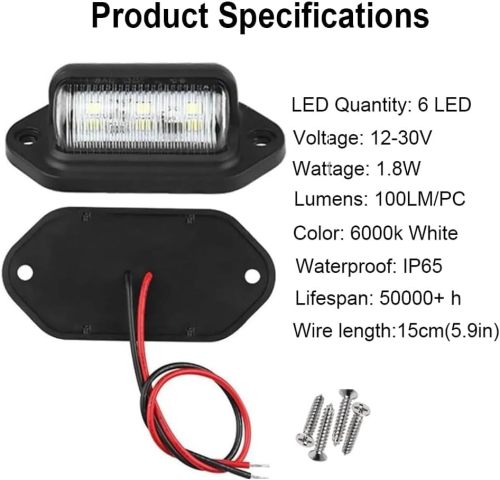 2 PACK License Plate Light - 12V 6-SMD LED Taillights for Trucks, SUVs, Trailers & Vans | OEM/ODM Partnership for Step Courtesy Lights & Cargo Lighting – Ideal for Distributors & Importers