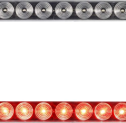 2pcs 15" inch Clear Lens Red 11 LED Flange Mount Trailer Truck RV Stop Turn Signal Tail Lamps 3rd Third Brake Light Bar Warning Light ID Bar