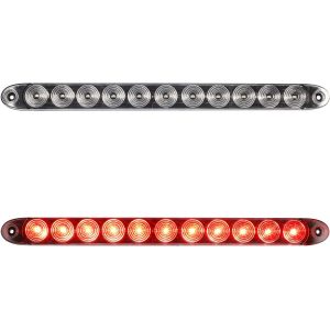 2pcs 15" inch Clear Lens Red 11 LED Flange Mount Trailer Truck RV Stop Turn Signal Tail Lamps 3rd Third Brake Light Bar Warning Light ID Bar