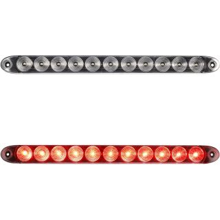 2pcs 15" inch Clear Lens Red 11 LED Flange Mount Trailer Truck RV Stop Turn Signal Tail Lamps 3rd Third Brake Light Bar Warning Light ID Bar