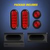 Premium 2PCS Steel Trailer Light Boxes Housing Kit with 6-Inch Oval Red LED Tail Lights & 2-Inch Round Side Markers - Perfect for Dealers and Wholesalers - Years Warranty & OEM/ODM Options Available