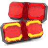 RV Tail Lights, Double Trailer Light with Reflector, Waterproof LED Taillights for Truck Camper Motorhome Cargo Pickup Flatbed Towing Vehicle, Replacement for Turn Brake Stop, Red