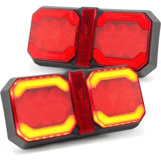 RV Tail Lights, Double Trailer Light with Reflector, Waterproof LED Taillights for Truck Camper Motorhome Cargo Pickup Flatbed Towing Vehicle, Replacement for Turn Brake Stop, Red