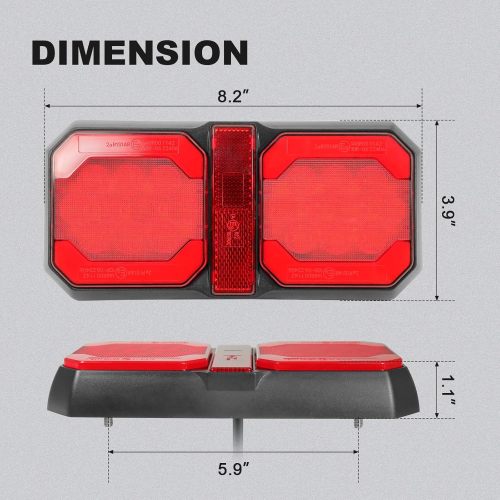 RV Tail Lights, Double Trailer Light with Reflector, Waterproof LED Taillights for Truck Camper Motorhome Cargo Pickup Flatbed Towing Vehicle, Replacement for Turn Brake Stop, Red