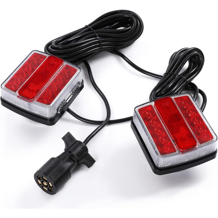 Magnetic LED Trailer Towing Light Kit, 24ft Cable with 7 pin plug, IP68 Waterproof, DOT Approved