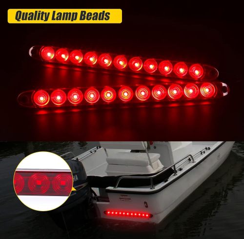 Left+Right/over 12 LED super diodes for each light/AUTO 2PCS 12V LED Submersible Low Profile Rectangular Trailer Lights, Tail Stop Turn Running Lights Kit, Sealed for Boat Truck Marine