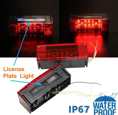LED Trailer Lights Oval Tail Lights 2 PCS, 6" Halo Brake Turn Stop Signal Lights, IP65 Waterproof Truck Lights with 38 Red LEDs & Rubber Rings for Trucks, RVs and Vans