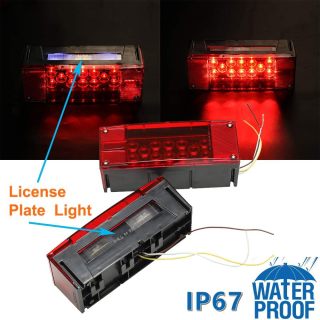 LED Trailer Lights Oval Tail Lights 2 PCS, 6" Halo Brake Turn Stop Signal Lights, IP65 Waterproof Truck Lights with 38 Red LEDs & Rubber Rings for Trucks, RVs and Vans