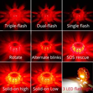 ATLI AF5512 LED Road Flare Emergency Kit - 12+3 Lighting Modes with Magnetic Hook for Vehicle Rescue & Safety