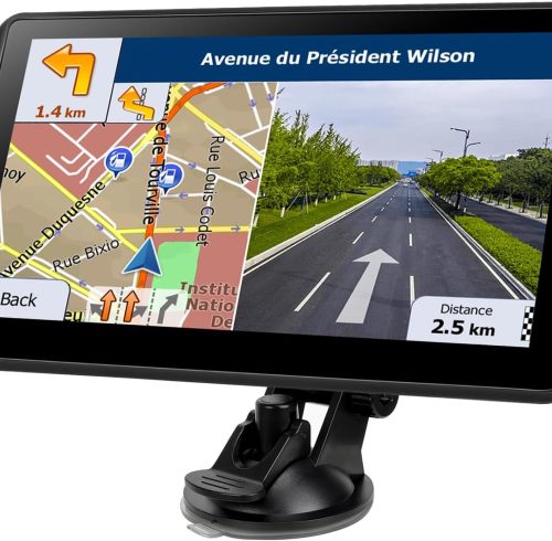 2025 Latest 7" Touch Screen Car GPS Navigator - Voice Guidance, Speed/Red Light Alerts & Custom Truck Routes for Cars, Trucks, RVs (Black)