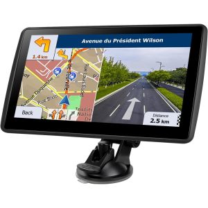 2025 Latest 7" Touch Screen Car GPS Navigator - Voice Guidance, Speed/Red Light Alerts & Custom Truck Routes for Cars, Trucks, RVs (Black)
