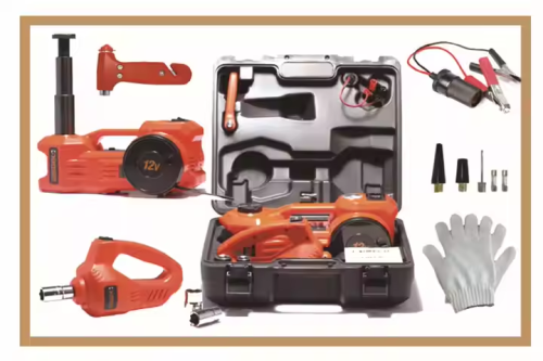 AtliFix ATFX-1341/1342 Car Repair 12V DC 3 in 1 Tire Inflator and Flashlight with Electric Impact Wrench 3T Electric Hydraulic car Floor Jack