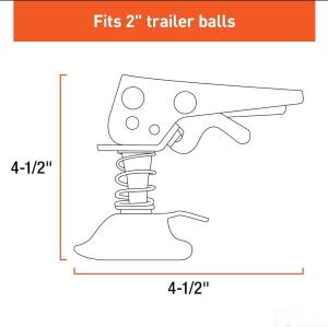 Lock Coupler Replacement Latch for 2-Inch Trailer Hitch Ball, Clear Zinc Plated Steel
