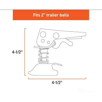 Lock Coupler Replacement Latch for 2-Inch Trailer Hitch Ball, Clear Zinc Plated Steel