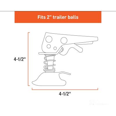 Lock Coupler Replacement Latch for 2-Inch Trailer Hitch Ball, Clear Zinc Plated Steel
