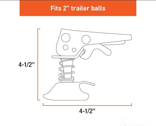 Lock Coupler Replacement Latch for 2-Inch Trailer Hitch Ball, Clear Zinc Plated Steel