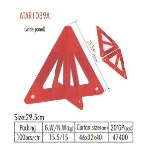 Atli ATAR1039 car warning sign Car strong Triangle warning stand dangerous failure reflective sign folding Triangle