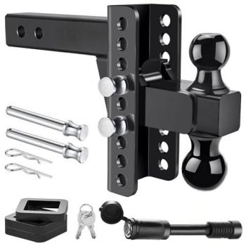 RR8285 Steel Adjustable Receiver with Double Lock Hitch Tow Balls New Condition Trailer Parts