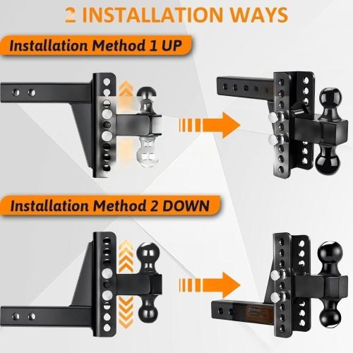 RR8285 Steel Adjustable Receiver with Double Lock Hitch Tow Balls New Condition Trailer Parts