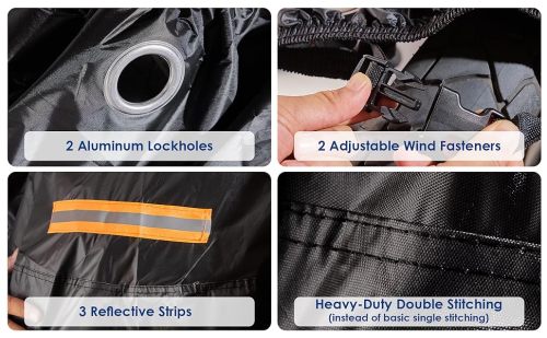 ATCZ-4754 All Season Black Waterproof Sun Motorcycle Cover