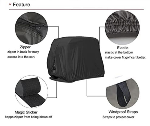 4 Passenger 400D Waterproof Sunproof Golf cart Cover roof 80" L, fits For Most Brand