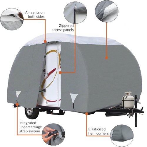 ATLI Teardrop Trailer Cover Caravan Cover Waterproof RV Motorhome Cover RV-D166