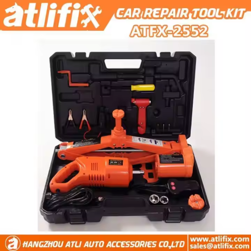 Atlifix Tire Repair DC 12V 5T Auto Electric ScissorJack And Wrench Gun Car Jack Tools Kit Quick Lift manual Car Repair tools kit